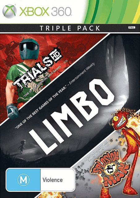 Triple Pack: Limbo, Trials HD, Splosion Man box art for Xbox 360